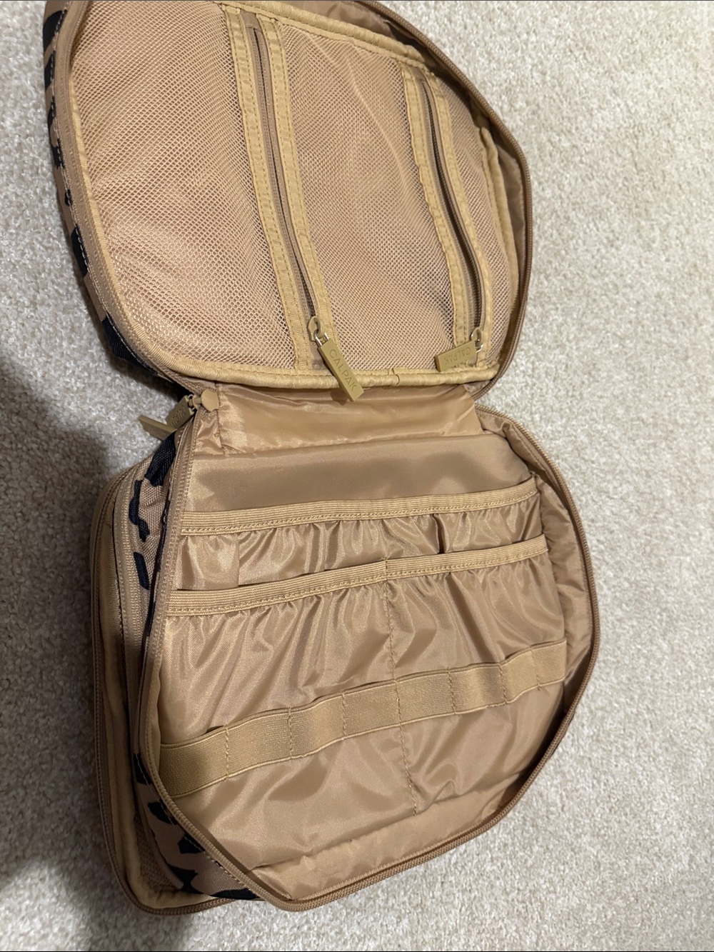 Calpak Leopard Print Tech Cube in Tan and Black - Picture 2 of 4